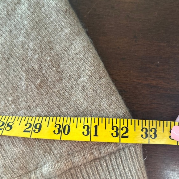 PORTOLANO 100% Cashmere Poncho Sweater Taupe Bow Mock Neck‎ - Picture 8 of 9